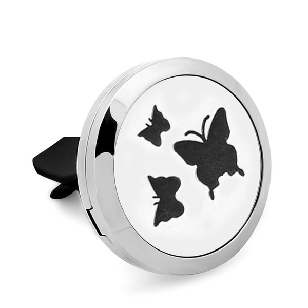 5PCS 3 Butterflies 316L Stainless Steel Car Perfume Locket For 30MM Essential Oil Diffuser With Free Pads