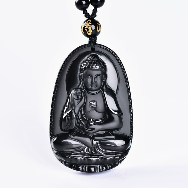 obsidian buddha pendant male Women necklace animal buddha Bead curtain transhipped scrub head pendant black