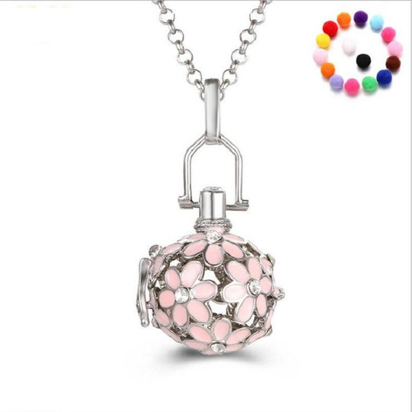 new flower pearl accessories Necklace Locket Essential Oil Diffuser Necklaces Hollow out Locket Cage Pendant Necklace