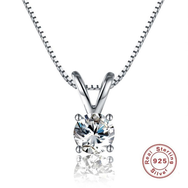 2019 Women's S925 Sterling Silver Insert 1 Diamond Necklace Zircon Slide Pendant Classic Fine Jewelry