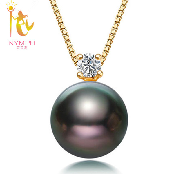 NYMPH 18k Gold Necklace Pendant Pearl Jewerly Natural Black Tahitian Pearl Fine Jewelry Anniversary Party For women [DZ1012]