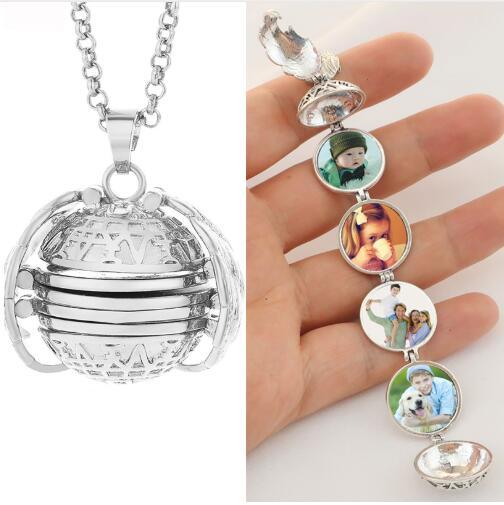 Magic 4 Photo Pendant Memory Floating Locket Necklace Angel Wings Flash Box Fashion Album Box Necklaces