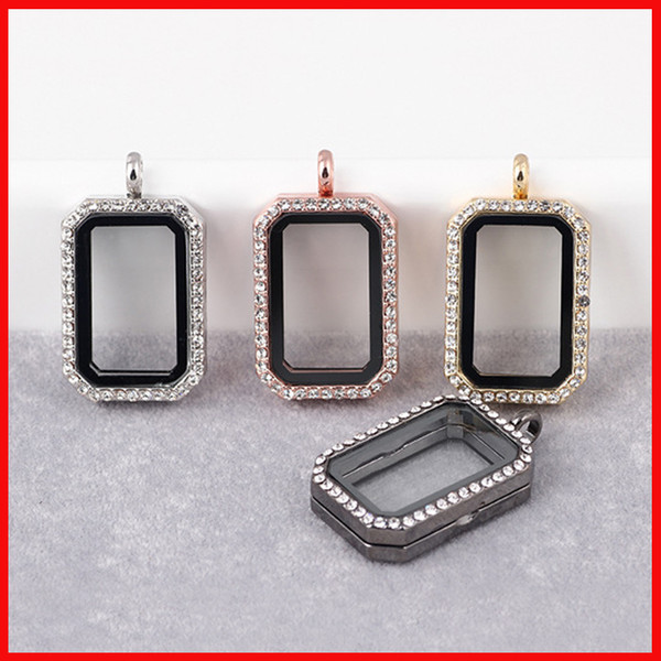 Square floating locket DIY Jewelry transparent glass frames floating charm lockets pendants crystal floating charm locket 160703