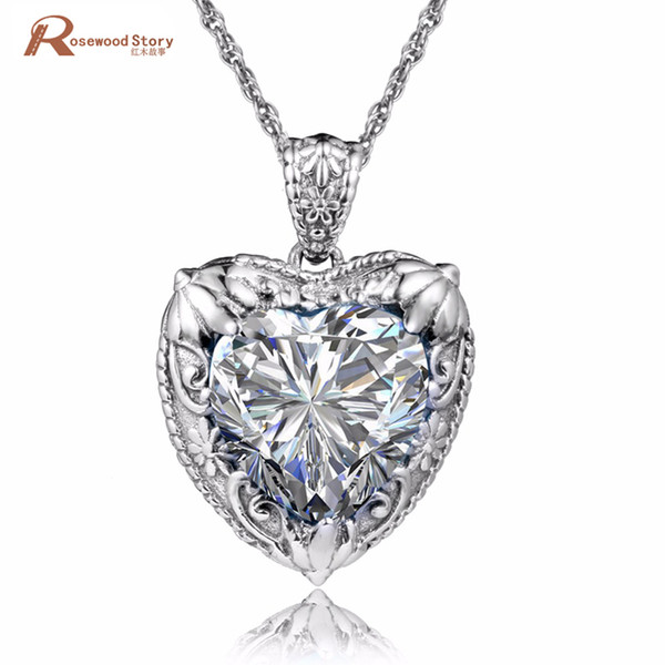 100% Real 925 Sterling Silver Pendant For Women Gifts Vintage Unique Design Cubic Zircon Crystal CZ Stone Necklace Pendant Party