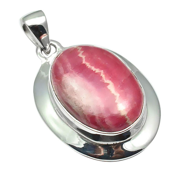 NiaoZaiFei YunZaiKan Genuine Rhodochrosite Pendant 925 Sterling Silver, 39.6 mm, 2SP0094