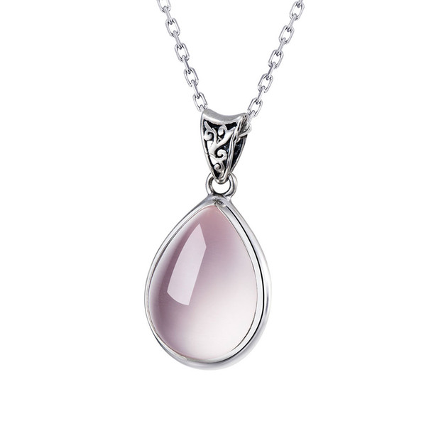 RADHORSE Pendant 925 Sterling Silver Fine Jewelry Thai silver Rose Quartz Water dropl Fine Craftsmanship S925 Pendants