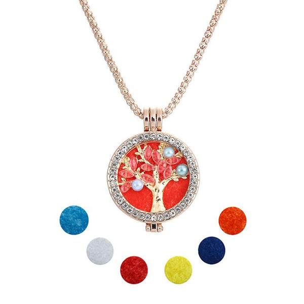 My Coin Necklace 32mm Tree Of Life Coins Disc Fit 35mm Coin Holder Set Essential Oil Diffuser Necklaces Free 6pcs Pads Mixed 6 Style