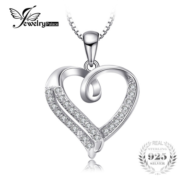 JewelryPalace Love Heart Round Cubic Zirconia Pendant 925 Sterling Silver Jewelry Not Include a Chain Anniversary Gift For Women