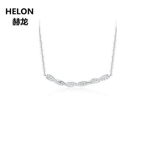 Solid 18k White Gold Natural Diamonds Women Pendant Necklace Engagement Wedding Anniversary Pendant