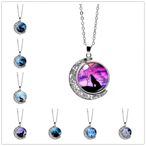 Wolf Howl Month Two-sided Rotating Necklace Charm Crystal Brand Fashion Designer Fine Jewellery Sets Female Necklaces For Women