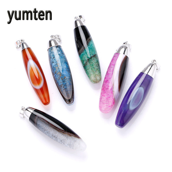 Yumten Colorful Amethyst Stone Necklace Natural Crystal Drops Gemstone Pendant Women's Jewelry Collares Fashion Gift Bag Reiki