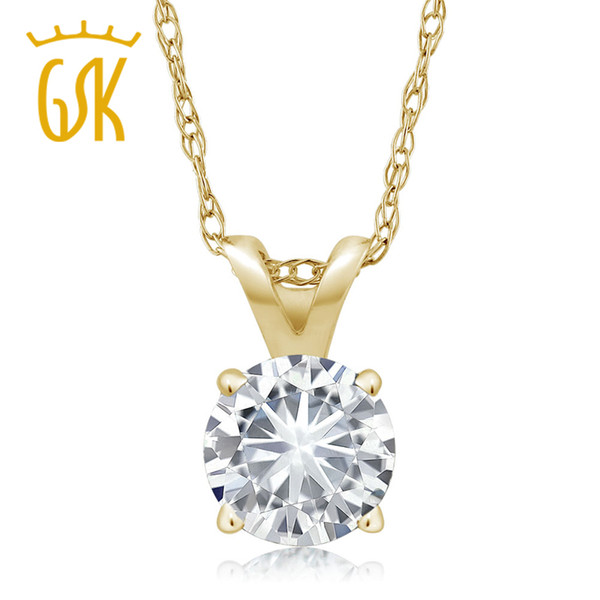 Charles & Colvard 4.5mm VG Moissanite 0.30 CT 14k Yellow Gold Solitaire Pendant Round 4 Prong With 18