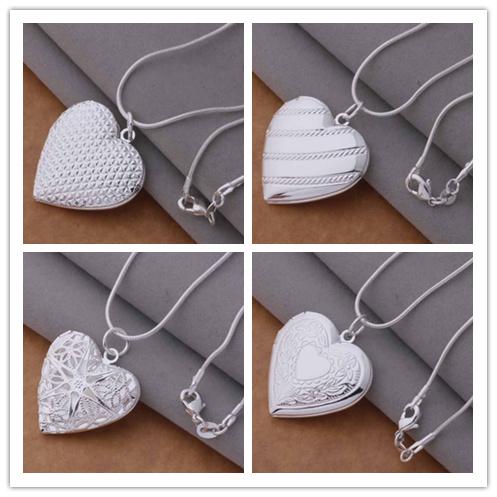 Mixed Order 20pcs/lot 925 silver plated heart pendant necklace fashion jewelry Valentine's Day gift Free shipping 20pcs/lot