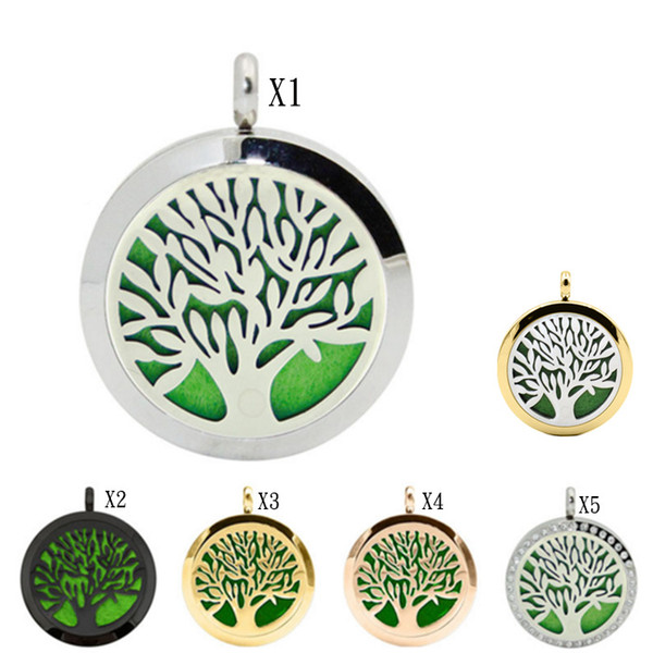 2017 DHL Magnet Tree of Life Aromatherapy Essential Oil 316 Stainless Steel Perfume Diffuser Locket Pendant