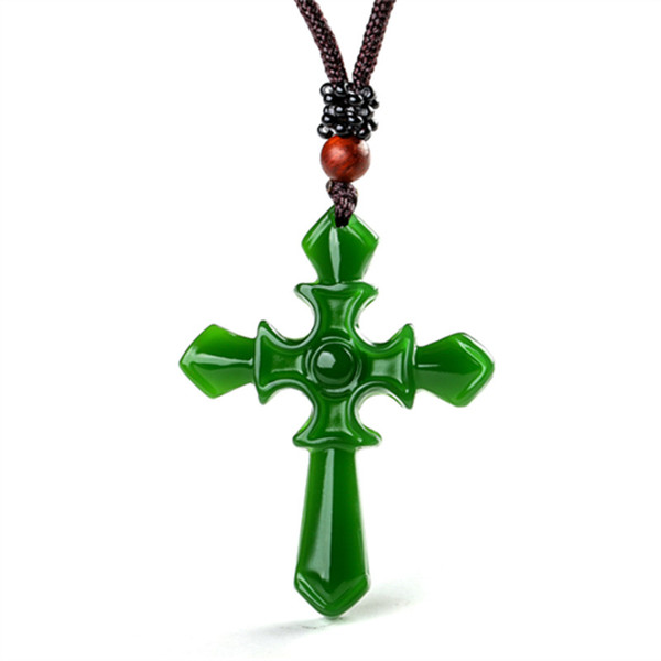 Certified 100% Natural Green Jade Carved Cross Pendant Necklace Charm Jewelry/Jewellery Amulet Lucky cross jewelry pendant