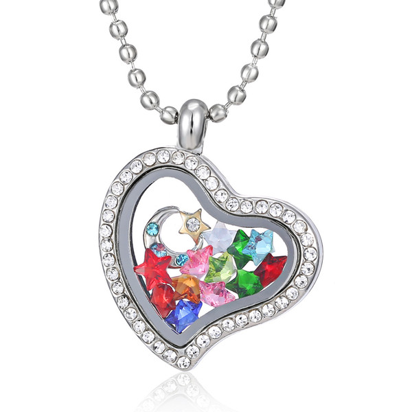 2015 hot Heart magnetic glass floating charm locket Zinc Alloy (chains included for free) free ship