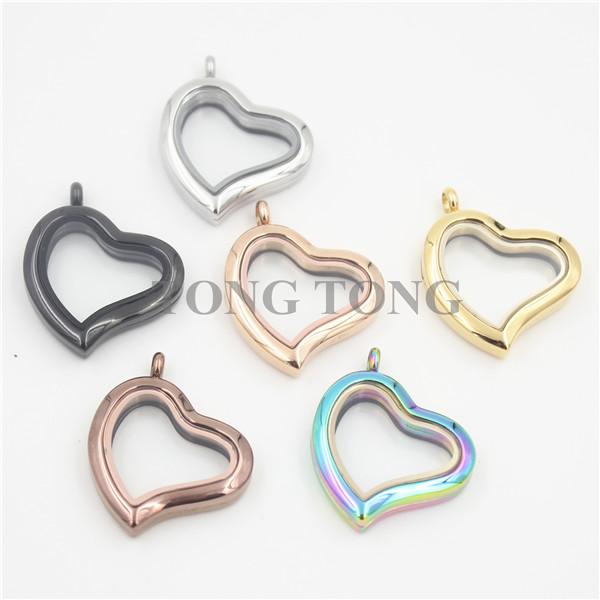 Free Shipping! Curvy Heart Magnetic Closure Silver 316 Stainless Steel Living Charm Locket Glass Pendant (free matching plate)