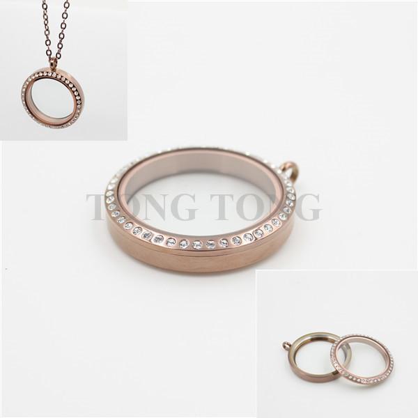 20mm/25mm/30mm/35mm screw top chocolate 316L stainless steel floating locket with czech crystals