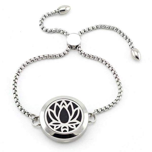 316L Stainless Steel Silver New Trendy 25mm Silver Magnetic Adjustable Perfume Locket Essential Oil Diffuser Bracelet