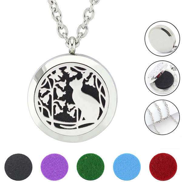 Free with chain as Gift! Wholesale 30mm 316L Stainless Steel Essential Oil Diffusing Locket Perfume Necklace