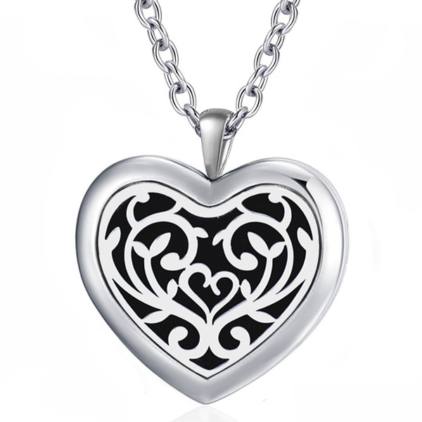 Free with Chain as Gift! Wholesale Heart Shape Locket Jewelry 316L Stainless Steel Essential Oil Aromatherapy Locket Necklace