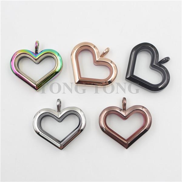 Hot! Meduim Heart Magnetic Closure Silver/Gold/Rose gold 316 Stainless Steel Memory Charm Locket Pendant