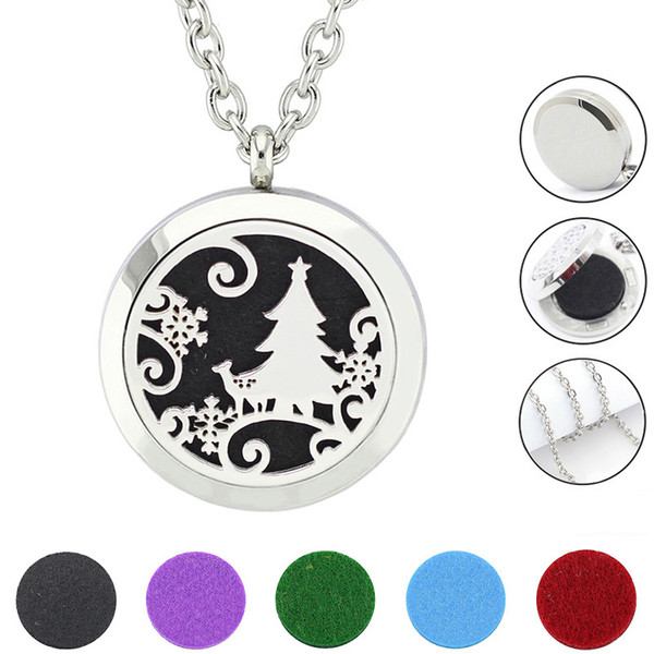 Free with Chain and Pads! Wholesale Christmas Jewelry 316L Stainless Steel Essential Oil Diffuser Locket Necklace