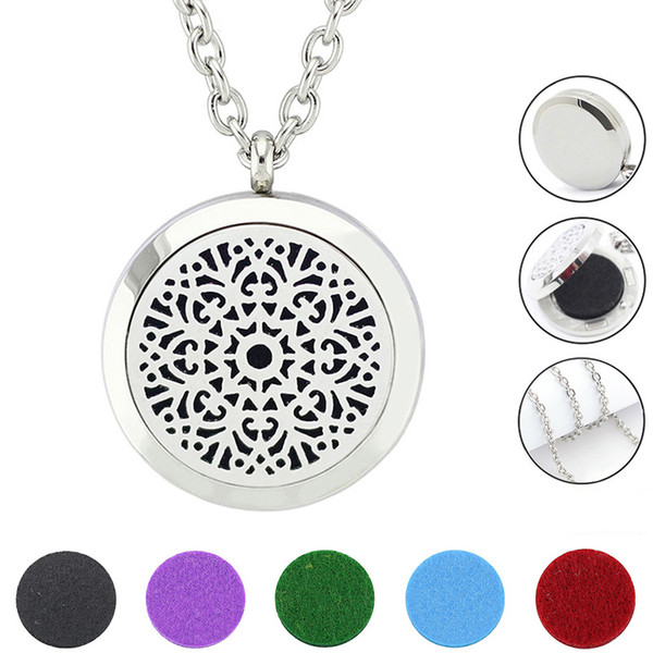 Free with Chain and Pads! Hot Sale Magnetic Silver Diffuser Locket Jewelry 316L Stainless Steel Perfume Locket Necklace