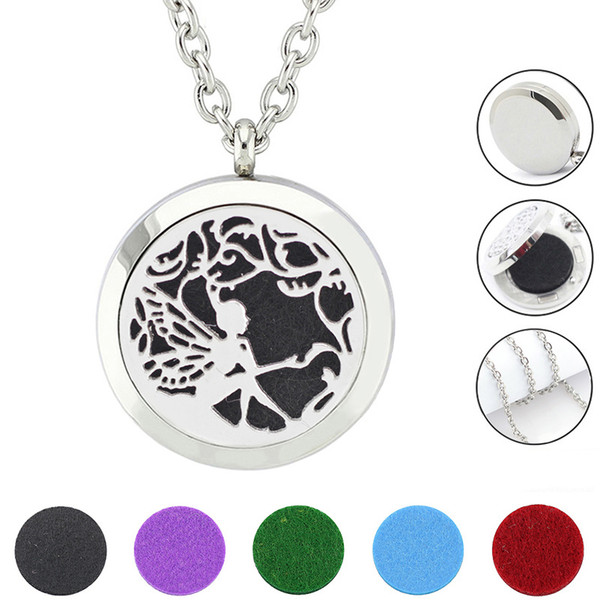 Free with Chain! New Fashion Silver 30mm Aroma Locket Stainless Steel Essential Oil Perfume Locket Necklace