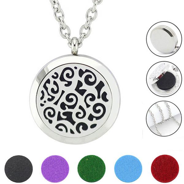 Free with Chain as Gift! Hot Silver 30mm Magnetic Aromatherapy Locket Jewelry 316L Stainless Steel Pefume Diffuser Necklace