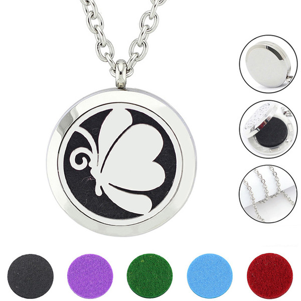 Free with Chain as Gift! Wholesale Silver Color Aroma Locket Pendant Magnetic 316L Stainless Steel Essential Oil Diffuser Locket Necklace