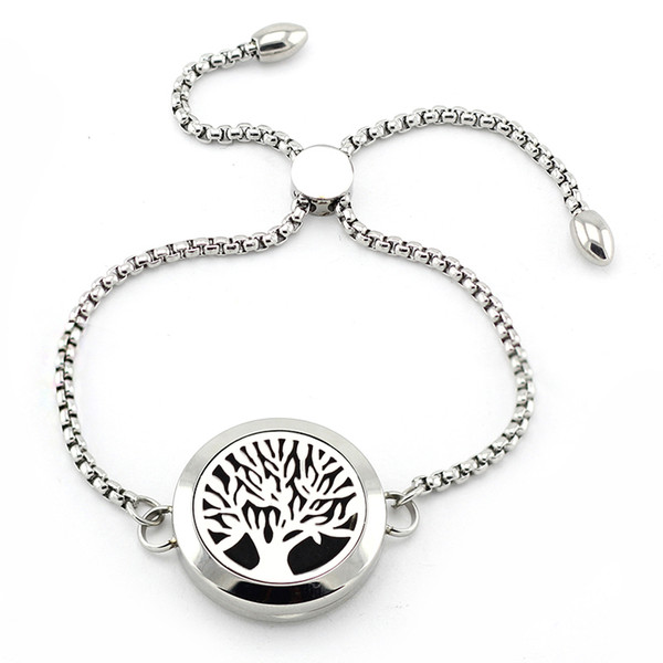 Free with Felt PadS! 316L Stainless Steel 25mm Silver Magnetic Adjustable Aroamtherapy Diffuser Perfume Locket Bracelets