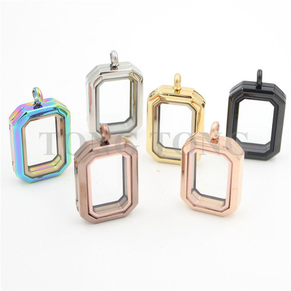 20mm*30mm/23mm*33mm Magnetic Closure Silver/Rose Gold/Gold/Black 316L Stainless Steel HERITAGE Living Glass Locket Pendant