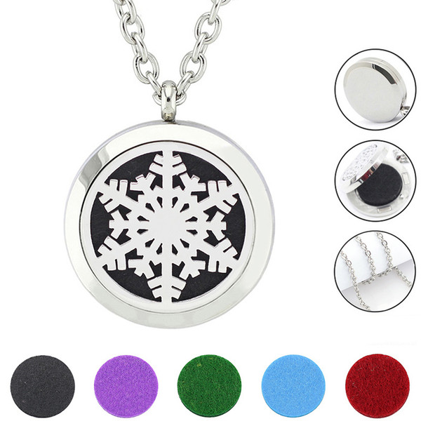 Free with Chain as Gift! Wholesale 30mm Perfume Locket Silver Magnetic 316L Stainless Steel Essential Oil Diffuser Necklace