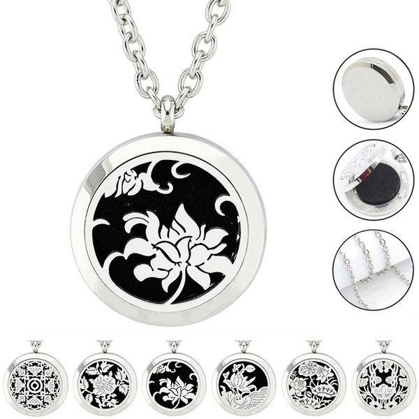 Free with Chain and Pads! New Arrival Magnetic 30mm 316L Stainless Steel Aromatherapy Perfume Locket Necklace Jewelry