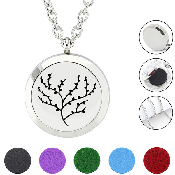 Wholesale Magnetic Perfume Locket Pendant Stainless Steel Aromatherapy Locket Necklace 30mm Essential Oil Diffuser Necklace Jewelry