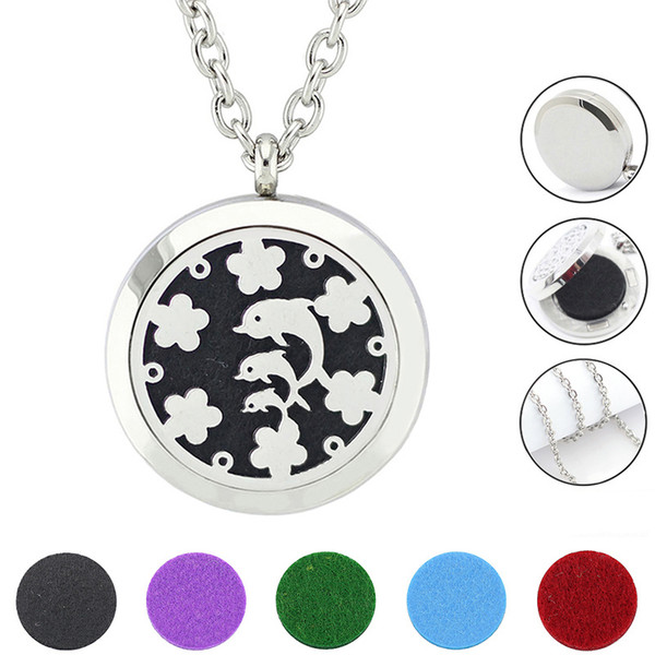 Free with Chain as Gift! Wholesale New Fashion Silver Diffuser Necklace Magnetic 316L Stainless Steel Perfume Locket Pendant Jewelry