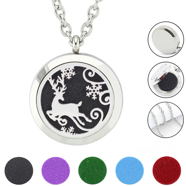 Free with Chain and Pads! Wholesale Christmas Jewelry Aroma Locket 316L Stainless Steel Perfume Locket Necklace Jewelry