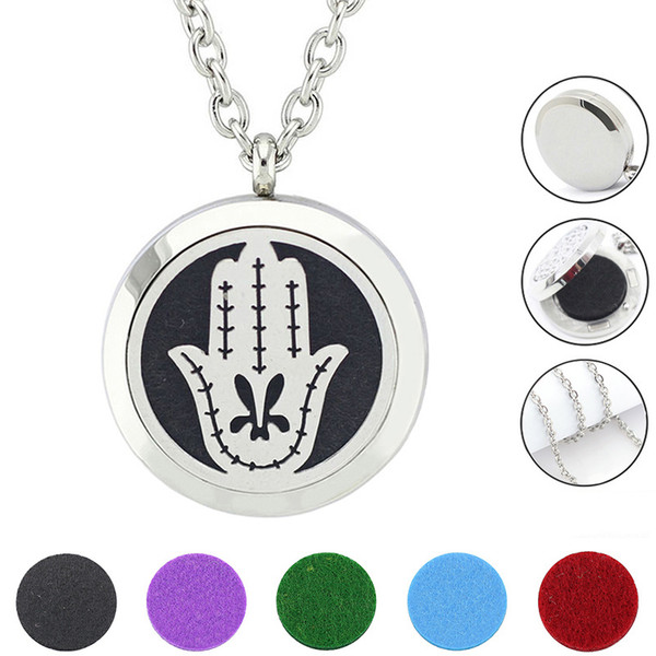 Free with Chain and Pads! Hot Sale Palm Aroma Locket Magnetic 316L Stainless Steel Essential Oil Diffuser Pendant Necklace