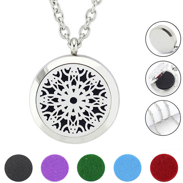 Free with Chain and Pads! New Trendy Silver Round Shape Magnetic 316L Stainless Steel Aromatherapy Diffuser Locket Necklace Jewelry