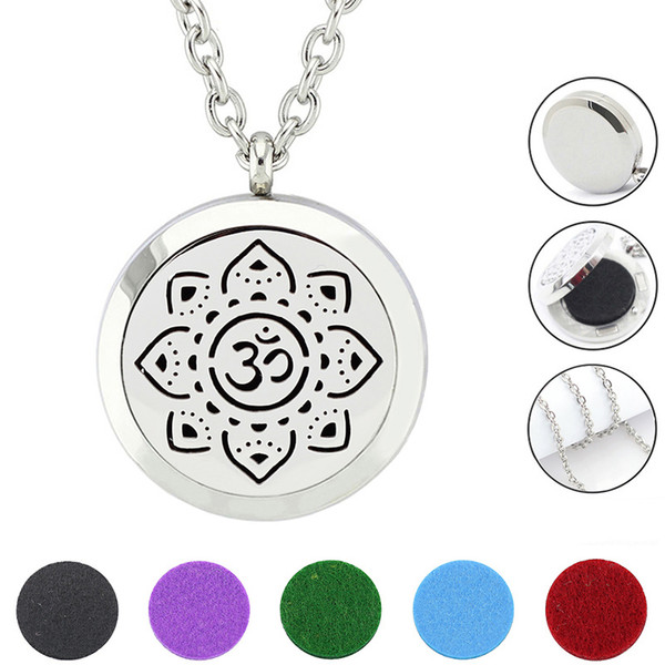 Free with Felt Pads and Chain! 316L Stainless Steel Magnetic Aromatherapy Locket Necklace 30mm Essential Oil Diffuser Necklace Jewelry