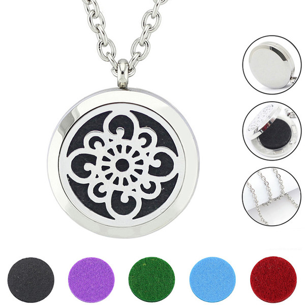 Free with Chain and Pads! Hot Sale 30mm Perfume Locket Jewelry 316L Stainless Steel Aromatherapy Necklace