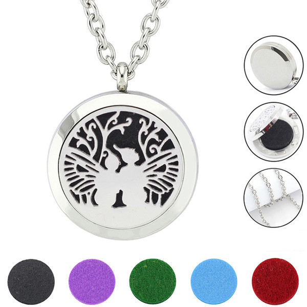 Free felt pads and chain! Wholesale 30mm Magnetic 316L Stainless Steel Perfume Aromatherapy Diffuser Necklace Locket Jewelry