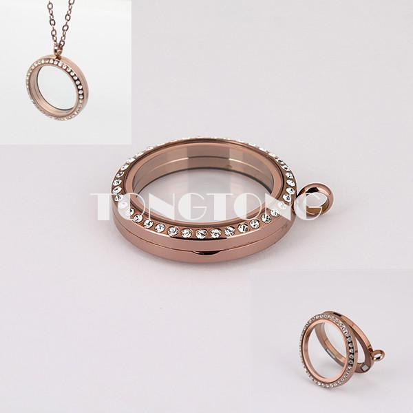 20mm/25mm/30mm/35mm magnetic closure chocolate 316L stainless steel floating charm lockets with czech crystals