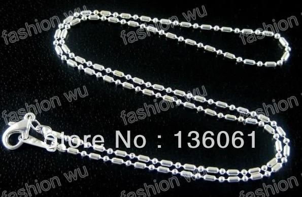 Fashion Vintage Silver Plated 1.5mm Copper Long Short Beads Chain Necklaces DIY Jewelry Findings Necklaces Free Shipping 60pcs Z1959