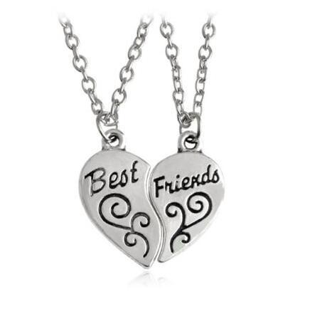 Vintage Silver Best Friends Key Partners In Crime Half Heart Yin Yang Necklace Pendant For Women Jewelry Couple Girl Bijoux B708