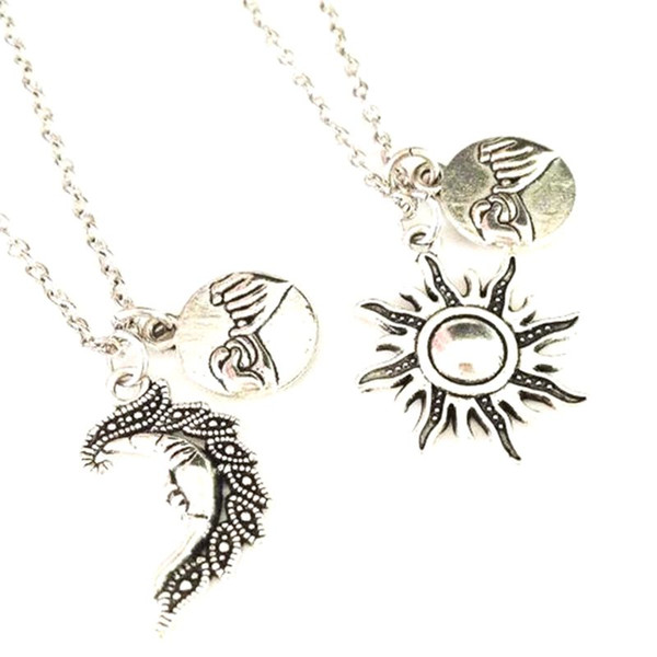 Moon Sun Necklaces Pendant Hand In Hand Combination Friendship Statement Choker Couple Necklace For Women Jewelry Fashion Accessories Gift