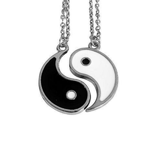 Lovers Enamel Yin Yang Black White Couple Necklace Pendant Vintage Silver Charms Chain Choker Necklace Women Jewelry Gift Accessories NEW