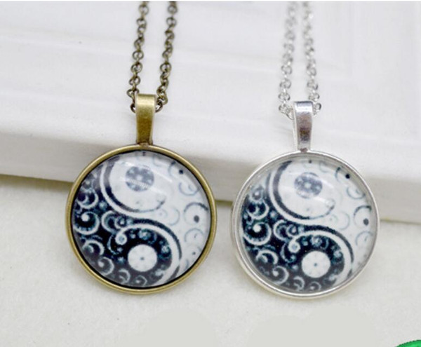 Glowing Yin Yang Bagua Map Necklace Pendants Charms Choker Collar Statement Necklaces For Women Jewelry Gifts Accessories W185