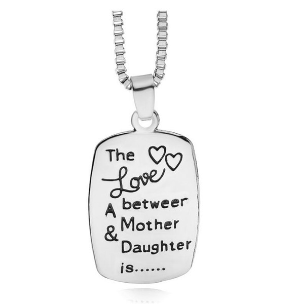 The Love between A Mother & Daughter is Letters Necklace Pendant Vintage Gold Silver Snap Choker Box chain Necklaces For Women Jewelry Gift